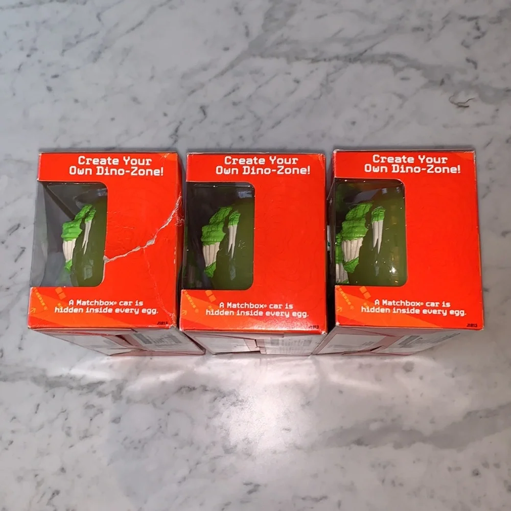 Matchbox Creature Cars with 3 Dino Eggs and 3 Die-Cast Cars, Bundle of 3